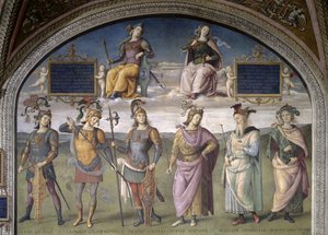 運命と禁酒のルネット、サラ・デル・ウディエンツァ、1496-1500 作： Pietro Perugino